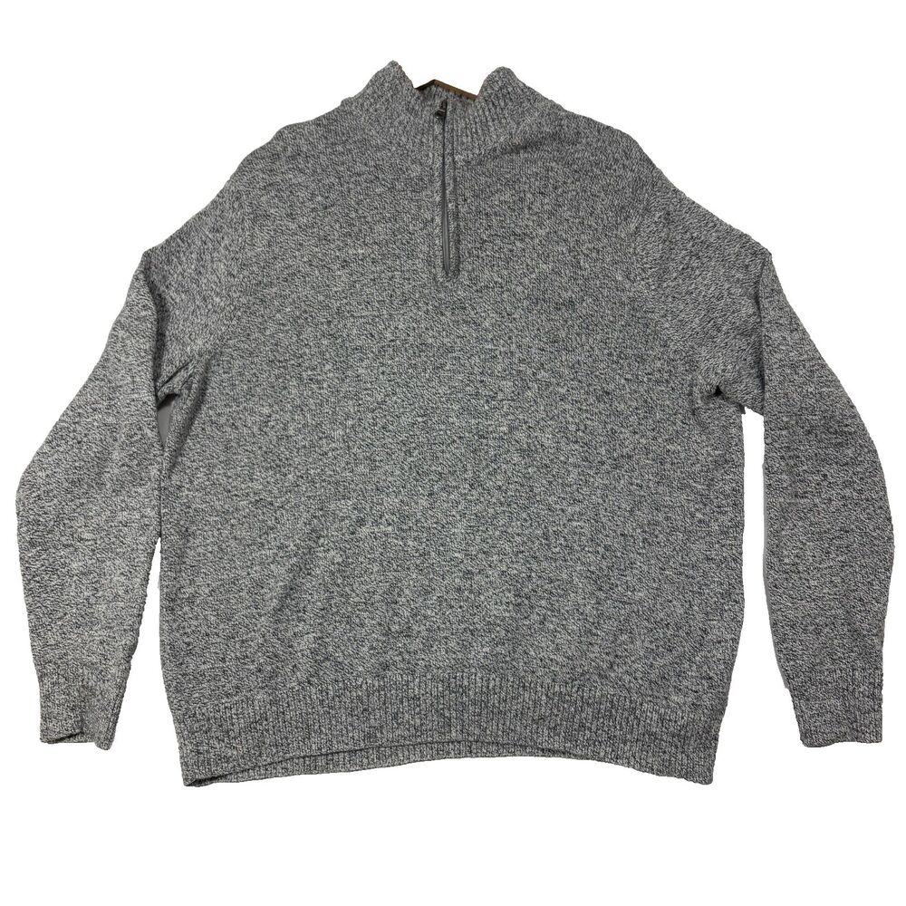 Croft Barrow‎ Sweater Mens XXL Gray Heathered Quarter Zip Long Sleeve Tight Knit